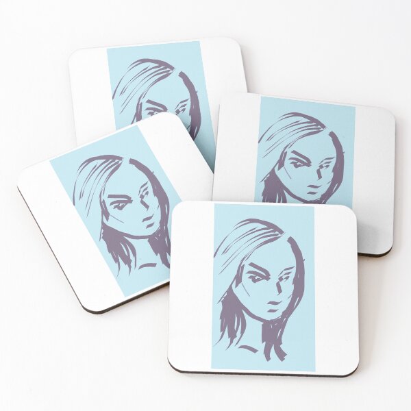 Item preview, Young woman against blue background designed and sold by Super-Pinhead.