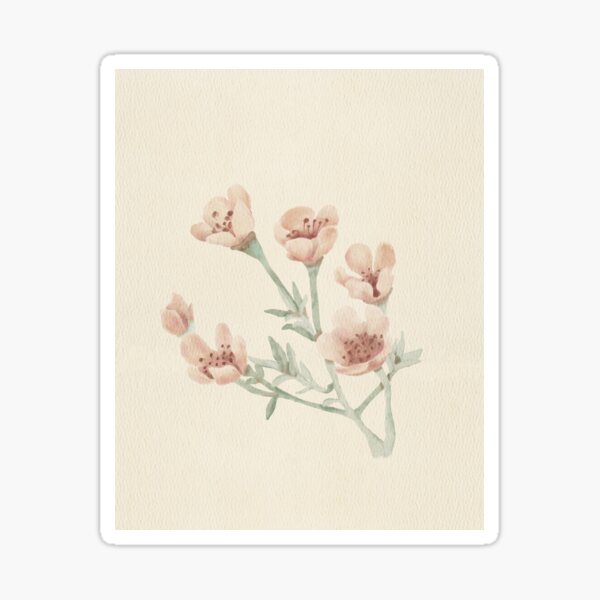 Delicate watercolor flowers. Textile flowers. Sticker