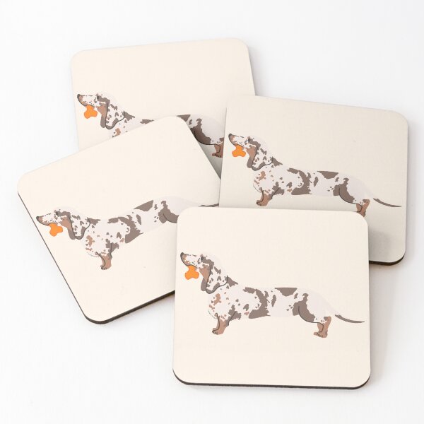 Item preview, dachshund on whith orange bone toy designed and sold by Itsdomd.