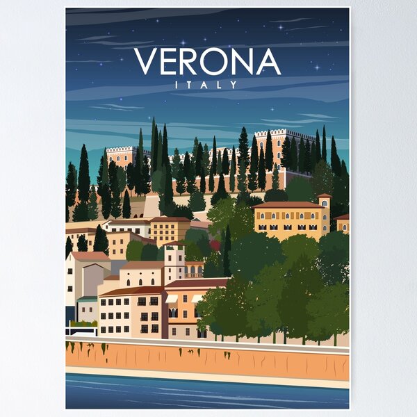 Item preview, Verona Italy Vintage Minimal Retro Travel Poster designed and sold by Stadify.