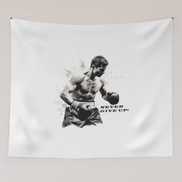 Item preview, Boxer Never Give Up Black and White Art designed and sold by redstar19.