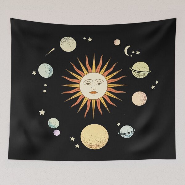 Item preview, Medieval Solar system.Vintage sun, moon, asteroids, comets, and planets. Splendor Solis. Serious sun version. designed and sold by MINDTHECHERRY.