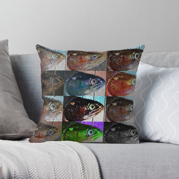 The Trout Head Throw Pillow