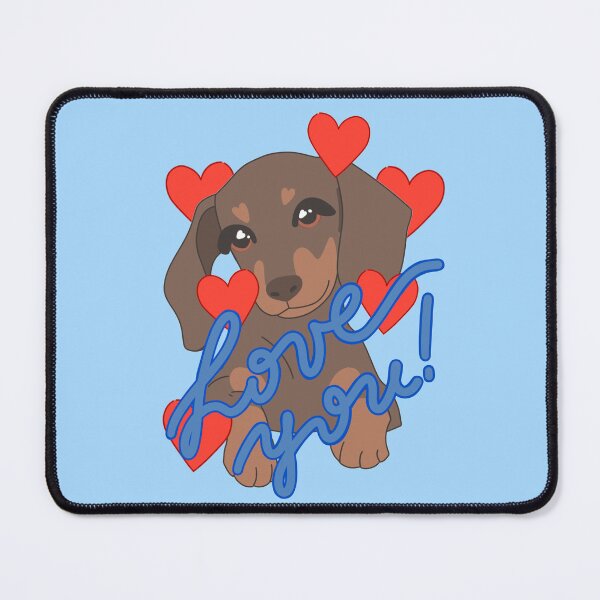 Item preview, Love you dachshund puppy on light blue designed and sold by Itsdomd.