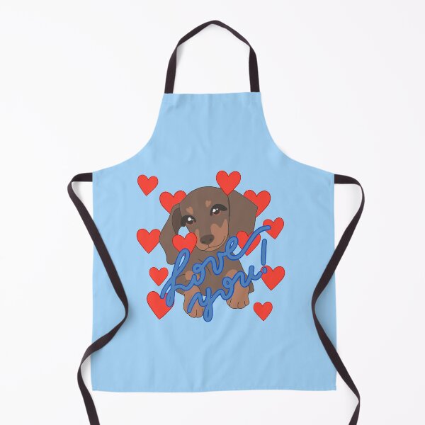 Item preview, Love you dachshund puppy on light blue designed and sold by Itsdomd.