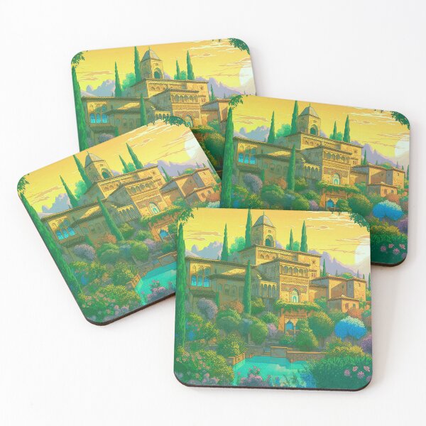 Item preview, The Alhambra, Granada, Spain, Yellow-green, AI Generated Art - A Famous Monument of Islamic Architecture designed and sold by studioSharonKay.