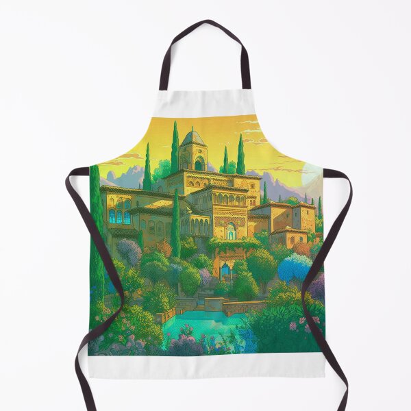 Item preview, The Alhambra, Granada, Spain, Yellow-green, AI Generated Art - A Famous Monument of Islamic Architecture designed and sold by studioSharonKay.
