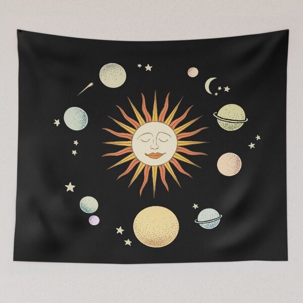 Item preview, Medieval Solar system.Vintage sun, moon, asteroids, comets, and planets. Splendor Solis. Smiley sun version. designed and sold by MINDTHECHERRY.