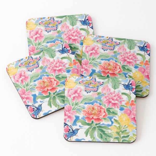 Item preview, Flowers and hummingbirds chinoiserie designed and sold by SophieClimaArt.