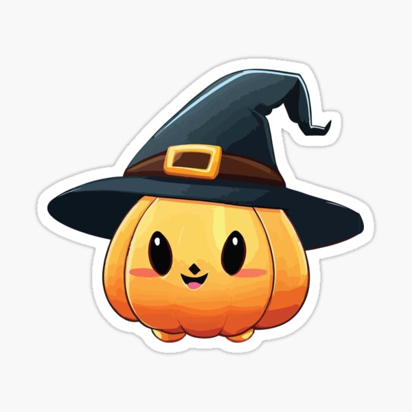 Cute halloween dog with pumpkins and witch hat | Sticker