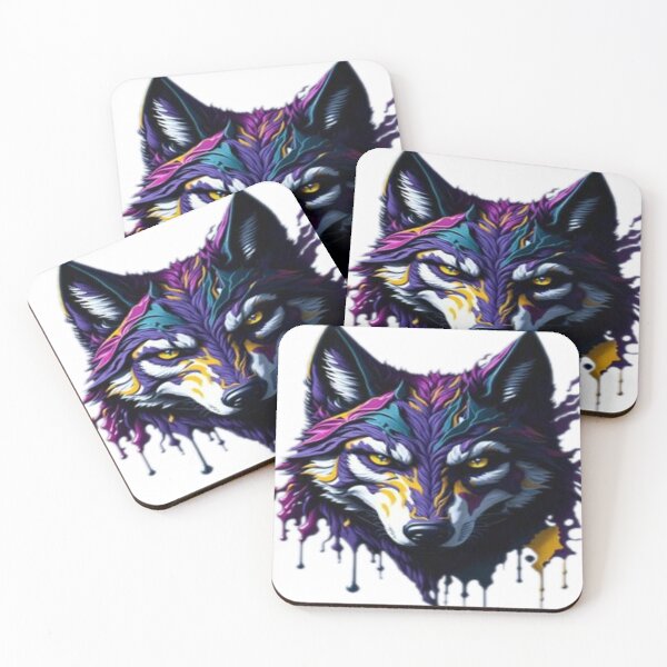Item preview, Wolf Print T-Shirts Colorful Wolf Apparel designed and sold by Fashion black wings .