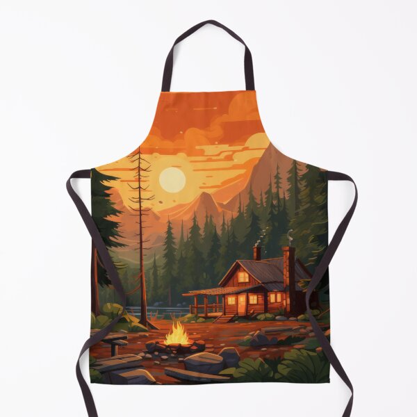 Item preview, Forest Retreat with Pine Trees, Log Cabin, and Campfire designed and sold by Zoomie-s.