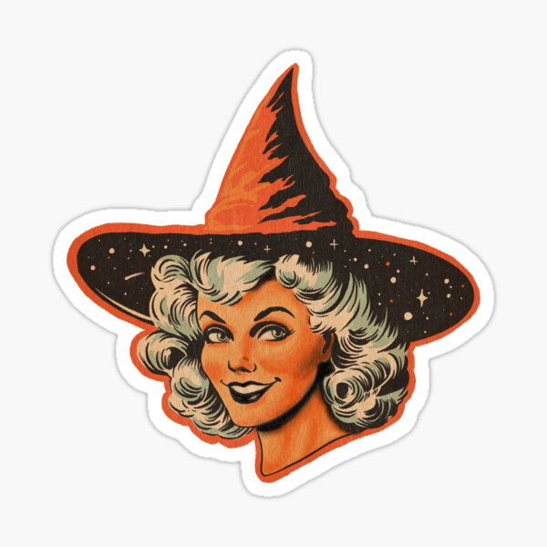 Vintage Halloween Witch Sticker