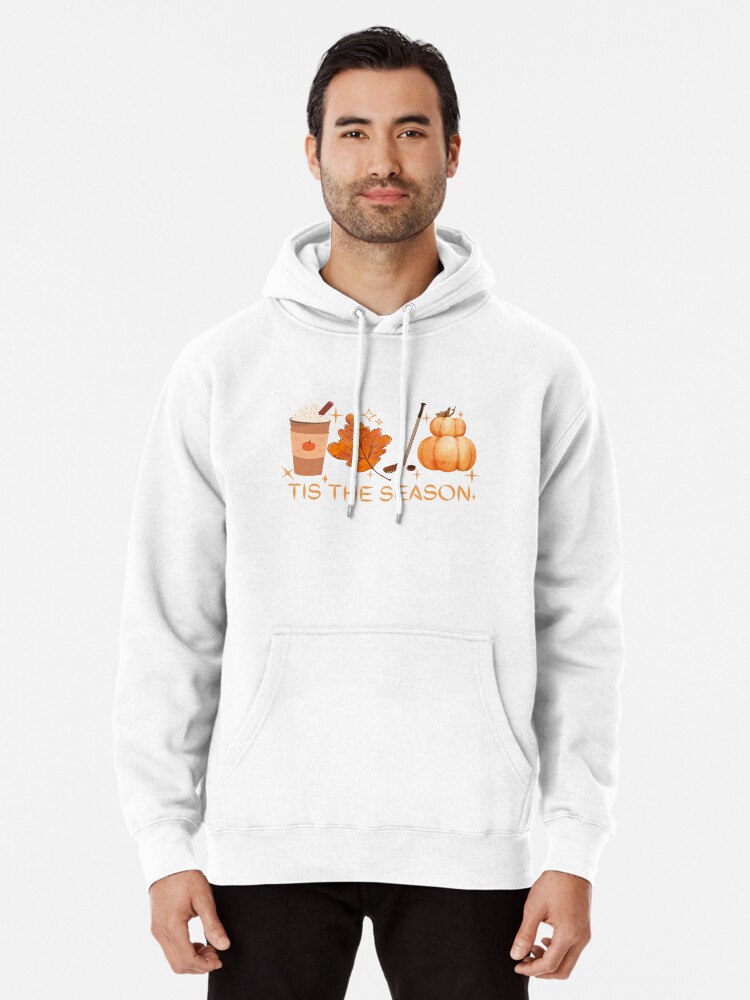Tis The Season Hockey Latte Leaves Hello Pumpkin Halloween Pullover Hoodie