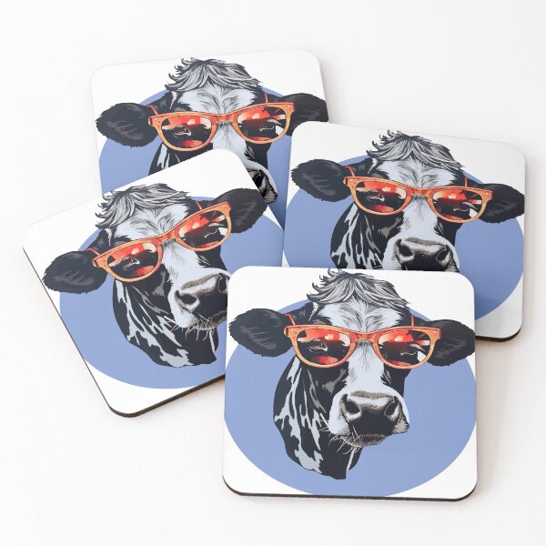 Item preview, COW WEARING STYLIST GLASS WITH ATTITUDE designed and sold by Nexus Prints.