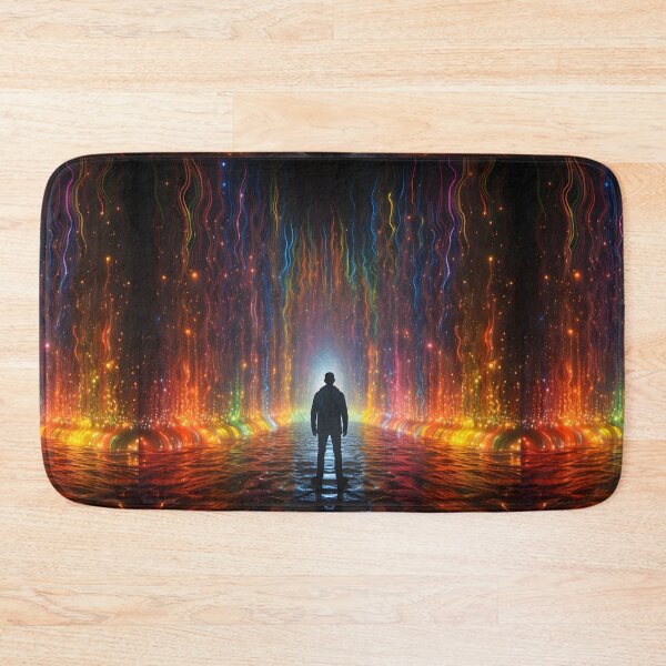 Item preview, A man standing in a colorful glowing tunnel in the style of the Doppler effect designed and sold by AI-Only Creations.