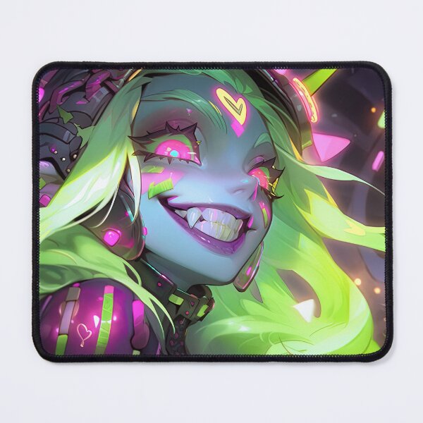 Item preview, Excited Pink and Green Demon Anime Girl designed and sold by bubblegoth.