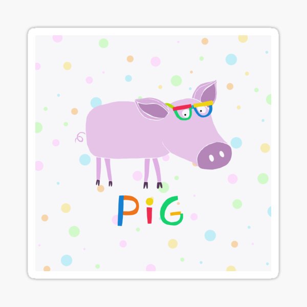 Cute Pink Pig With Glasses By Carla Daly Sticker