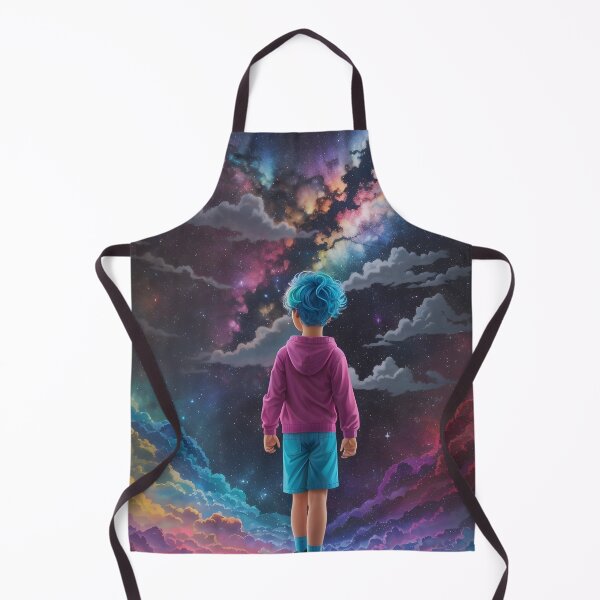 Item preview, A young boy looked up at the sky full of stars and galaxies. designed and sold by ratchawoot.