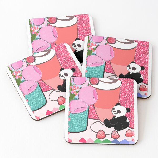 Item preview, Panda with milkshake, birthday greeting card, red designed and sold by Wallmoa.