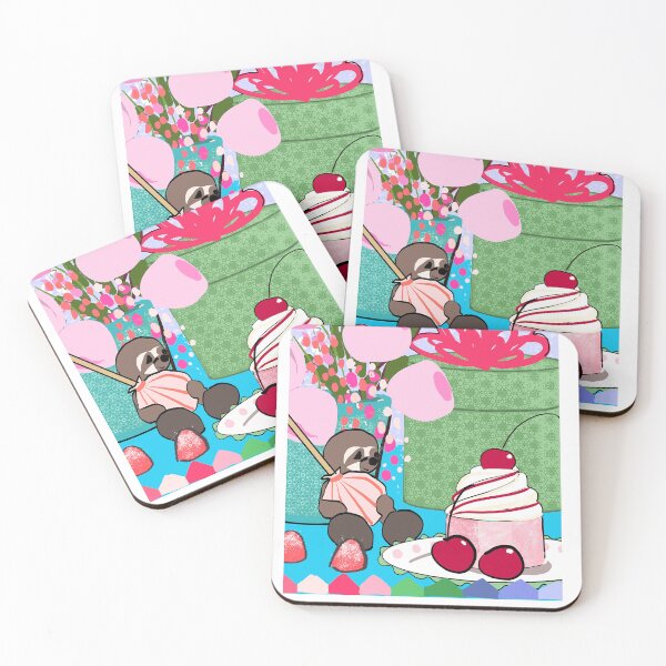Item preview, Sloth with cake and gift box, birthday greeting card designed and sold by Wallmoa.