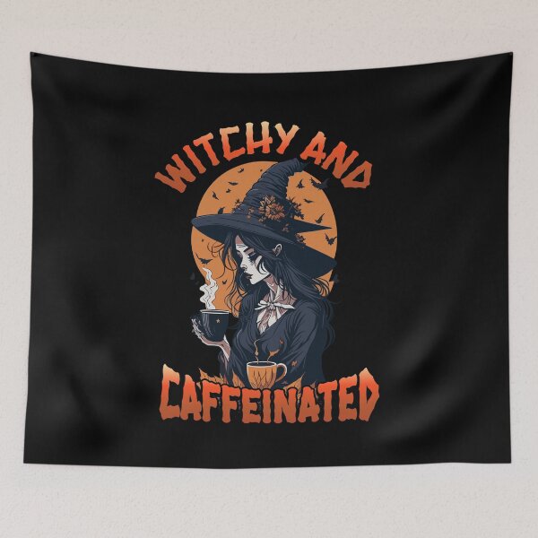 Item preview, Witchy and Caffeinated Halloween art designed and sold by LuvleighArt.