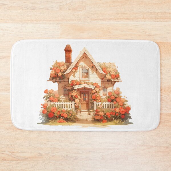 Item preview, Cute Cozy Cottage with Roses in Rustic and Cottagecore Style designed and sold by CozyKawaiiArt.