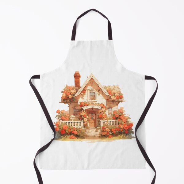 Item preview, Cute Cozy Cottage with Roses in Rustic and Cottagecore Style designed and sold by CozyKawaiiArt.