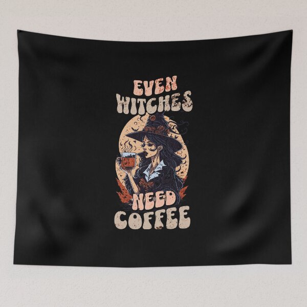 Item preview, Even witches need Coffee Halloween art designed and sold by LuvleighArt.
