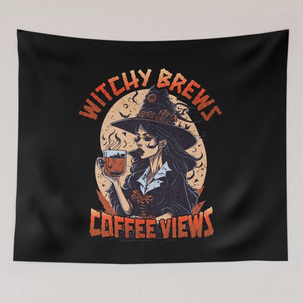 Item preview, Witchy Brews Coffee views Halloween art designed and sold by LuvleighArt.