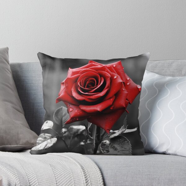Item preview, Gray scale photo with stunning red rose designed and sold by dcrc.