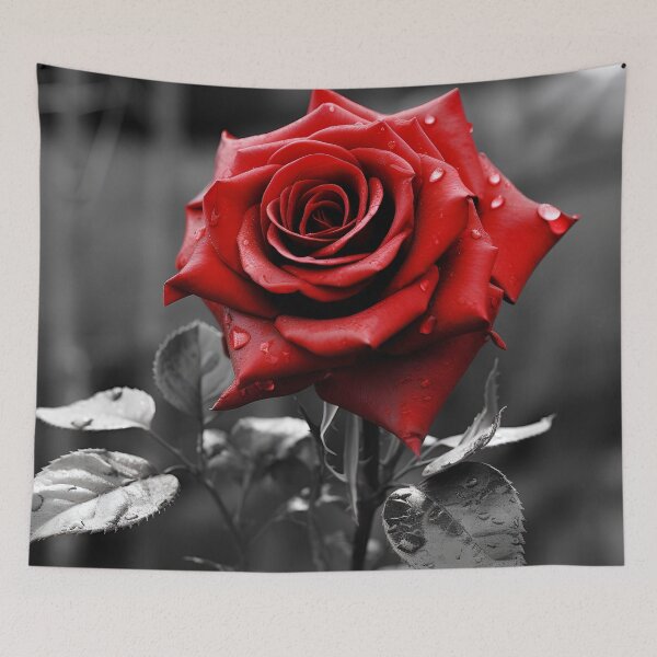 Item preview, Gray scale photo with stunning red rose designed and sold by dcrc.