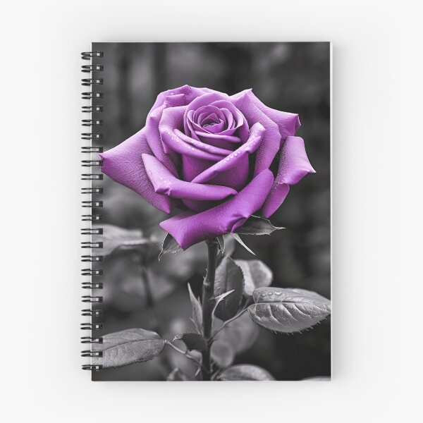 Item preview, gray scale photo with stunning purple rose designed and sold by dcrc.