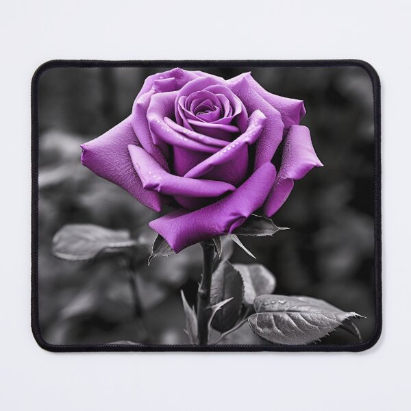 Item preview, gray scale photo with stunning purple rose designed and sold by dcrc.