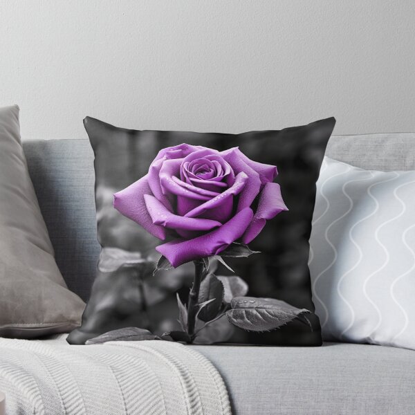 Item preview, gray scale photo with stunning purple rose designed and sold by dcrc.