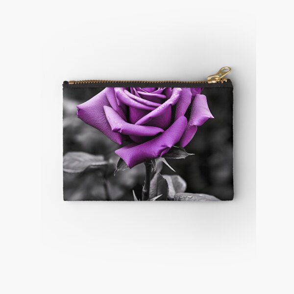 Item preview, gray scale photo with stunning purple rose designed and sold by dcrc.