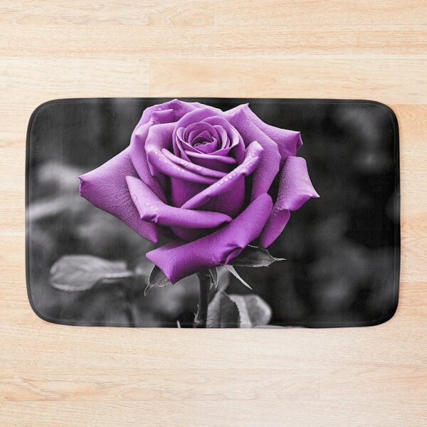 Item preview, gray scale photo with stunning purple rose designed and sold by dcrc.