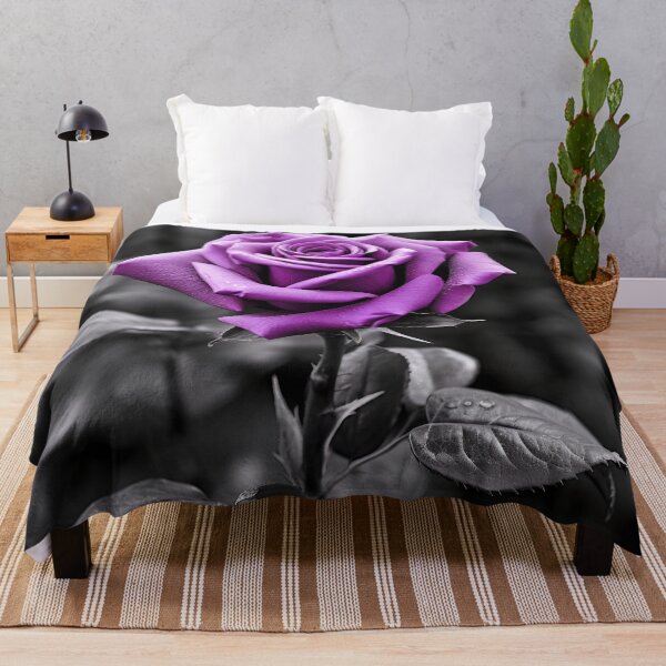 Item preview, gray scale photo with stunning purple rose designed and sold by dcrc.