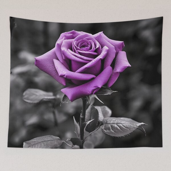 Item preview, gray scale photo with stunning purple rose designed and sold by dcrc.