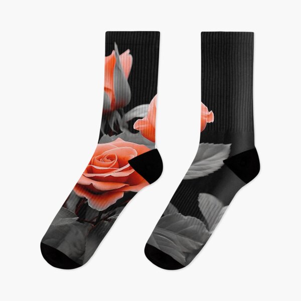 Item preview, gray scale photo with stunning orange rose designed and sold by dcrc.