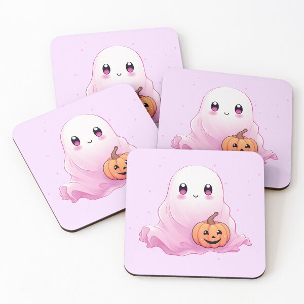 Item preview, Cute Pink Ghost with Pumpkin  designed and sold by ArtFromBeyond.