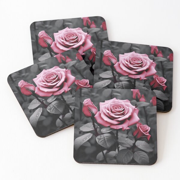 Item preview, gray scale photo with stunning pink rose designed and sold by dcrc.