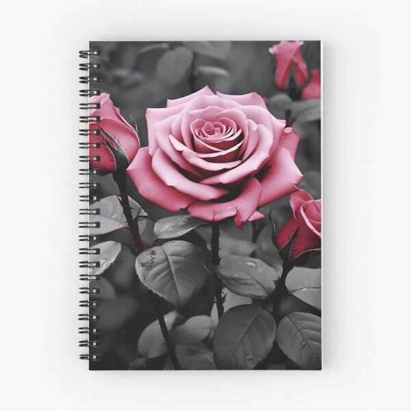 Item preview, gray scale photo with stunning pink rose designed and sold by dcrc.