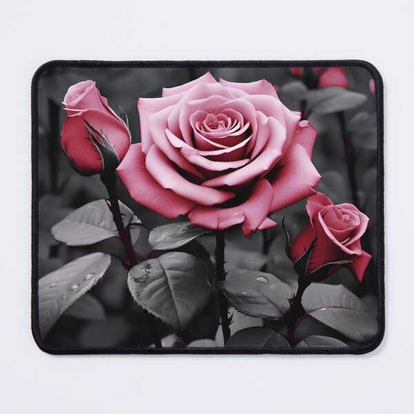 Item preview, gray scale photo with stunning pink rose designed and sold by dcrc.