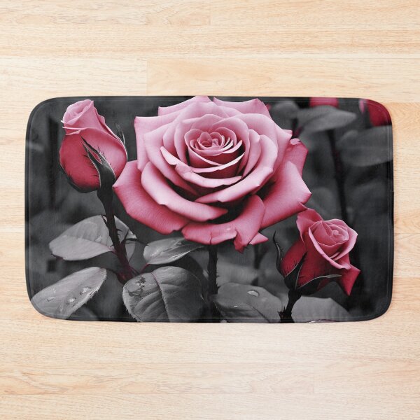 Item preview, gray scale photo with stunning pink rose designed and sold by dcrc.