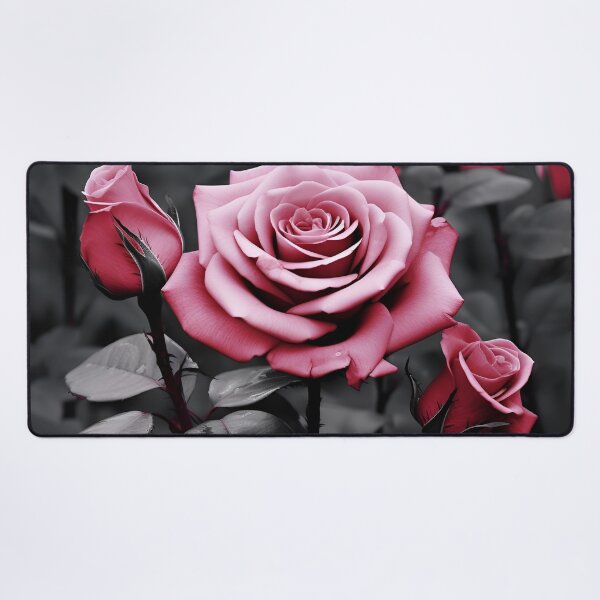 Item preview, gray scale photo with stunning pink rose designed and sold by dcrc.