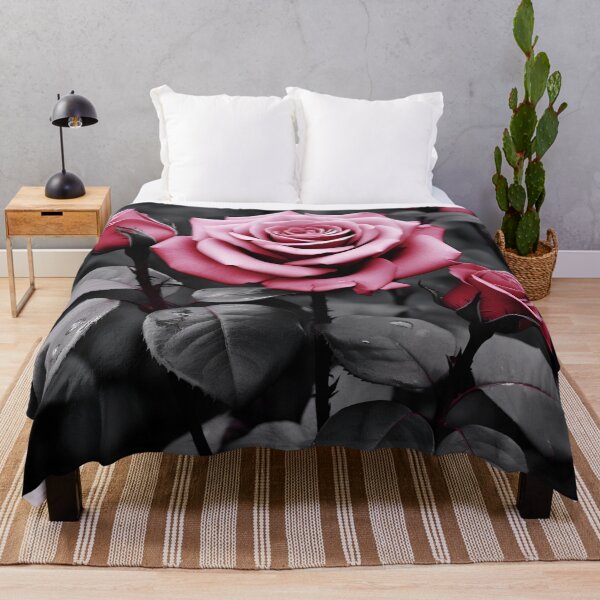 Item preview, gray scale photo with stunning pink rose designed and sold by dcrc.