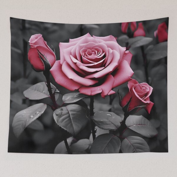 Item preview, gray scale photo with stunning pink rose designed and sold by dcrc.