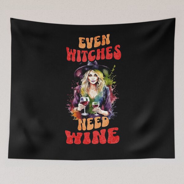 Item preview, Even Witches Need Wine Halloween art designed and sold by LuvleighArt.