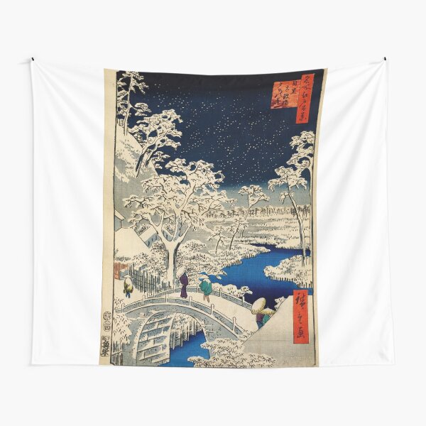 Ukiyo-e, Ando Hiroshige Yuhi Hill and the Drum Bridge at Meguro (1856- 1858) Tapestry
